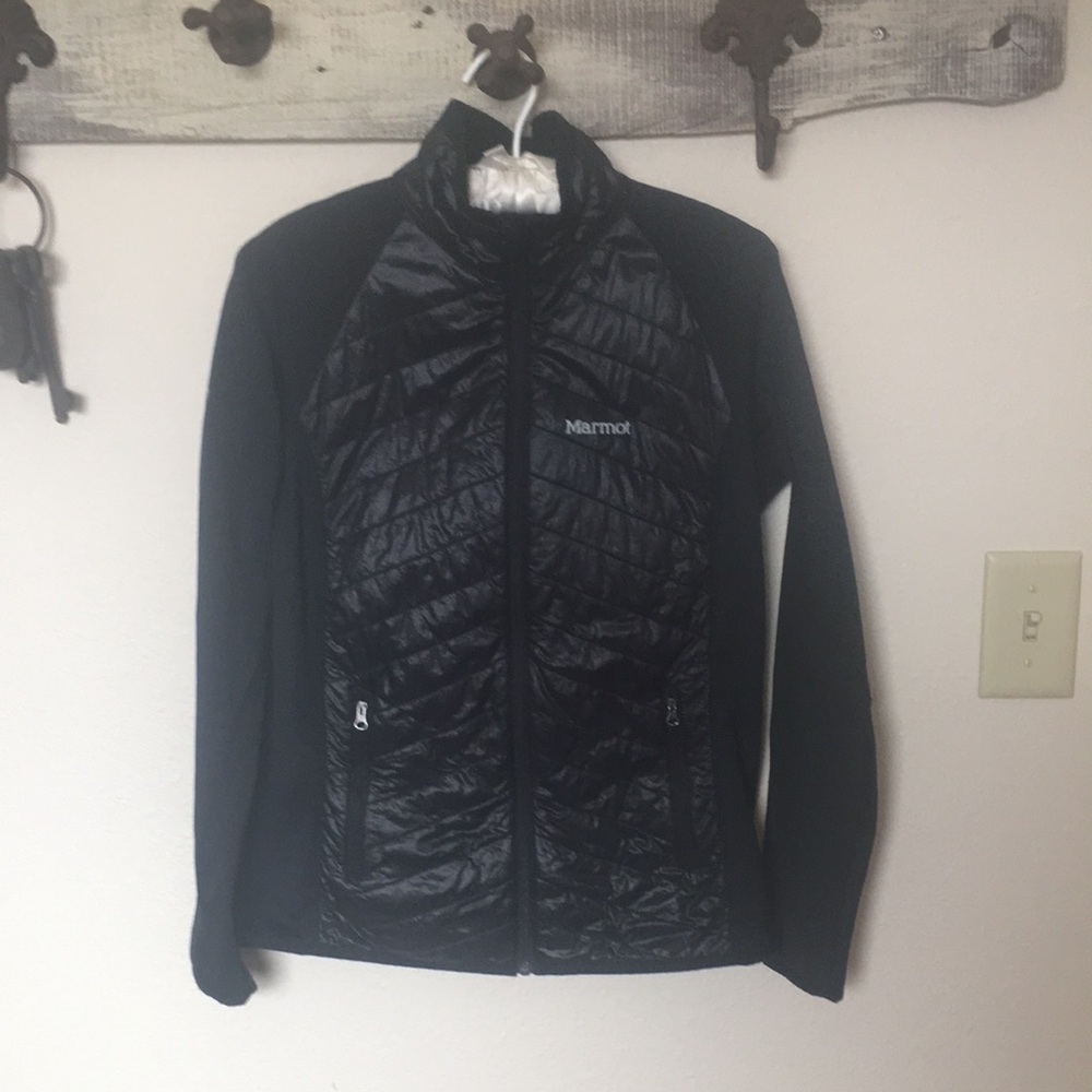 Marmot Black Quilted Activewear Jacket with Stand-Up Collar